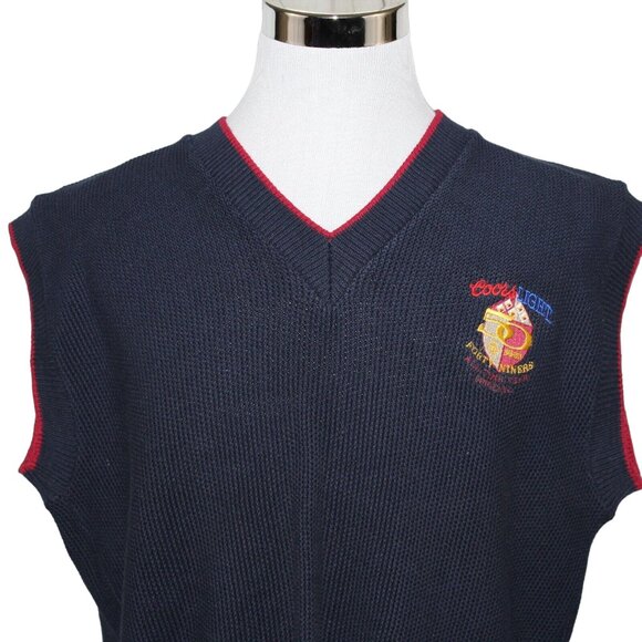 Vintage Coors Light 2XL San Francisco Forty Niners 50 Years Sweater Vest 90s USA - Picture 4 of 12